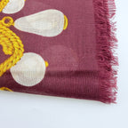 Chanel CC Logo Rope Chain Pattern Large Shawl Silk 52% Cashmere 48% Bordeaux — view 7