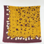 Chanel CC Logo Rope Chain Pattern Large Shawl Silk 52% Cashmere 48% Bordeaux — view 4