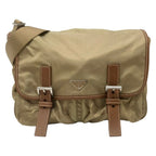 Prada Shoulder Bag Beige Brown Leather