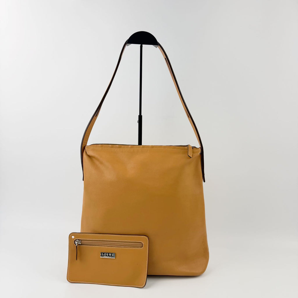 Loewe Leather Shoulder Bag Camel Silver Vintage — view 2