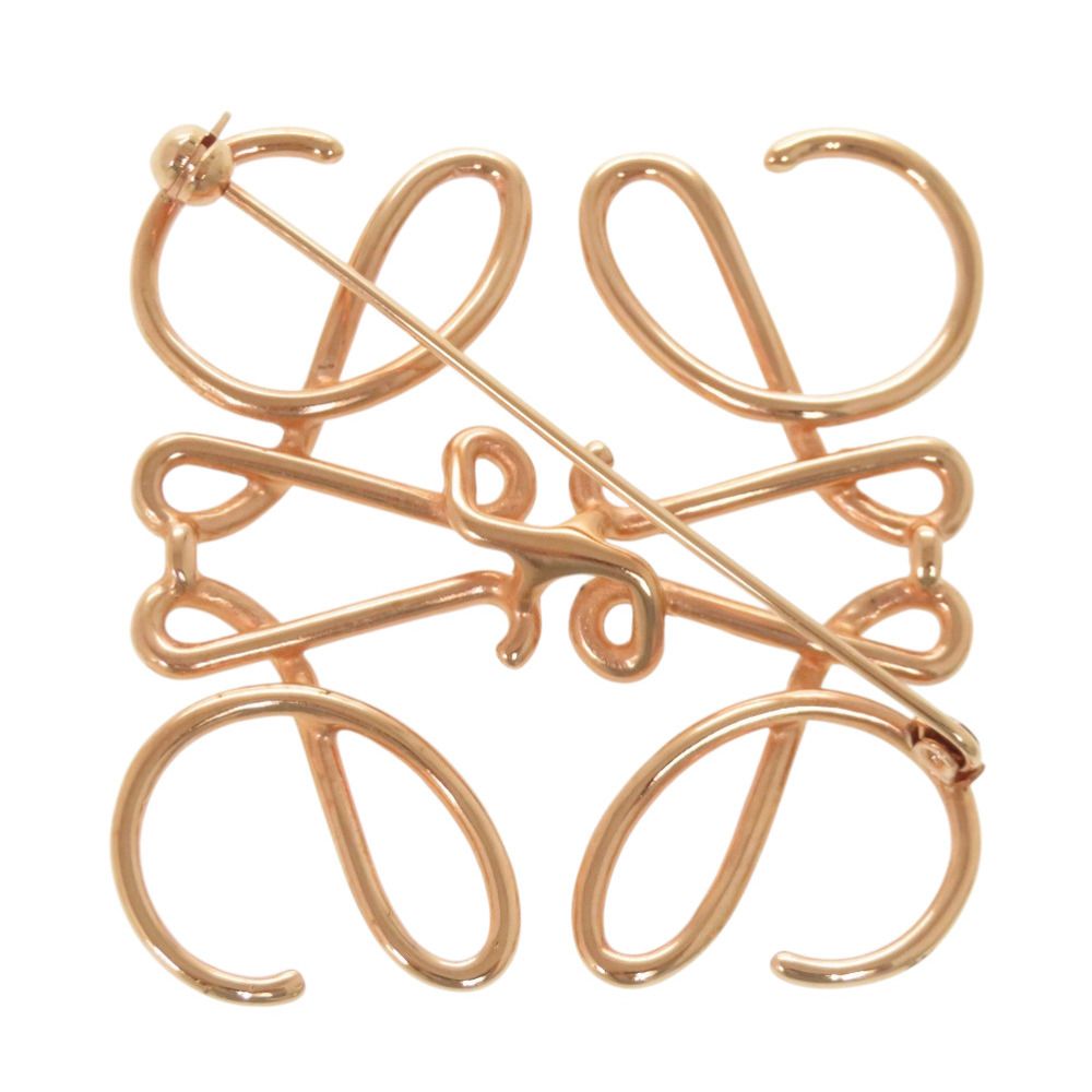 Loewe Anagram Pink Gold Metal Brooch — view 3