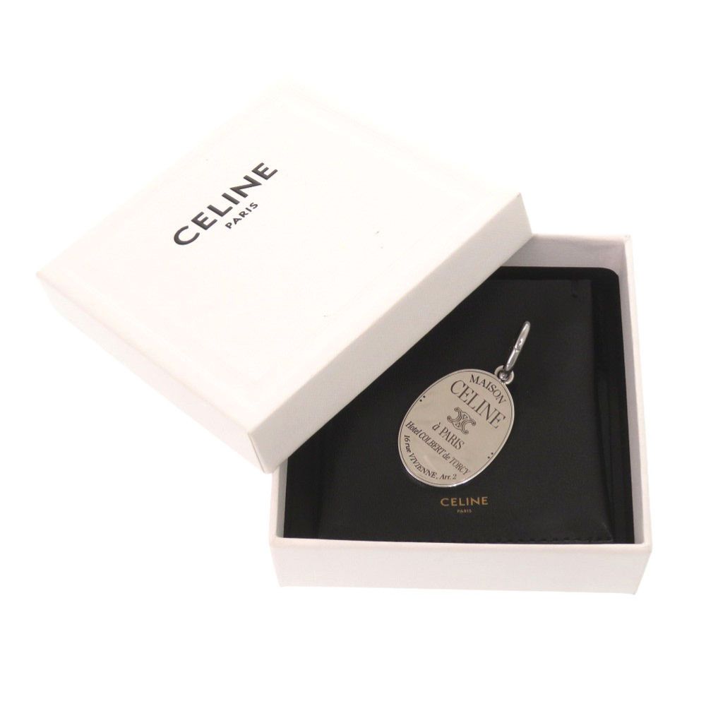 Celine Charm Maison Medal Rhodium Finish Brass Triomphe Metal Silver Pendant — view 2