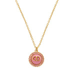 Dior Petit CD Logo Stone Metal Pink Gold Necklace