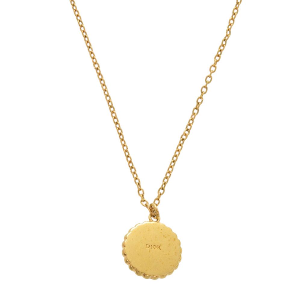 Dior Petit CD Logo Stone Metal Pink Gold Necklace — view 4