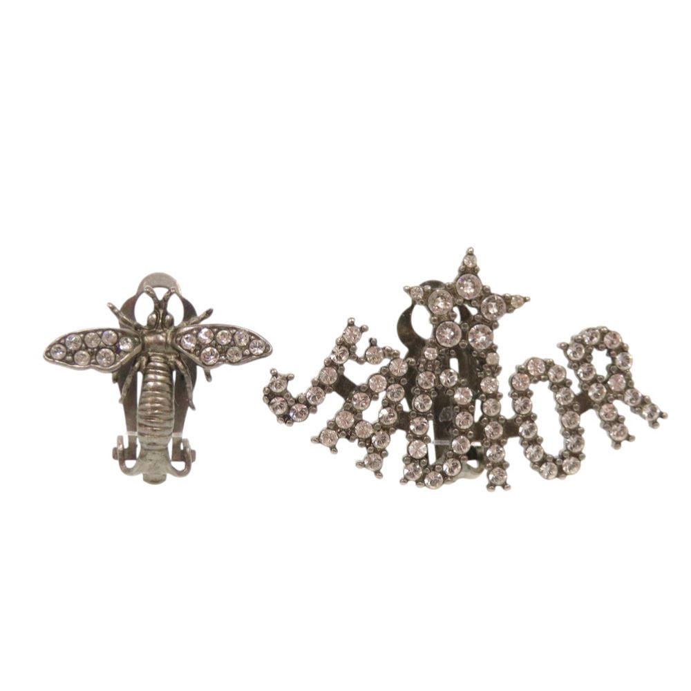 Dior J'adior Jadior Logo Star Bee Stone Silver Earrings