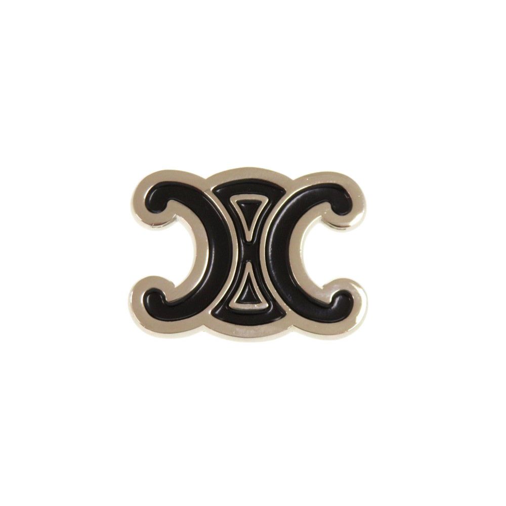 Celine Triomphe Black Silver Pin Brooch