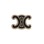 Celine Triomphe Black Silver Pin Brooch