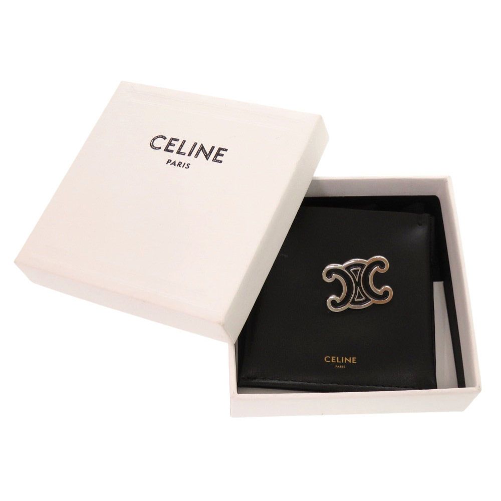 Celine Triomphe Black Silver Pin Brooch — view 2