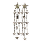 Dior Star Motif CD Logo Stone Gunmetal Earrings