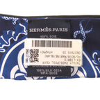 Hermes Twill Ex Libris Marine Black White Silk Scarf — view 4