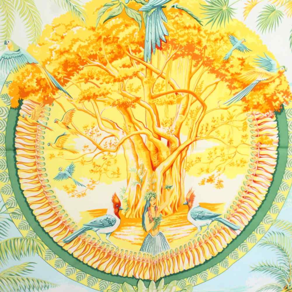 Hermes Aloha Carre 90 Scarf Silk All Over Pattern Orange TK — view 5