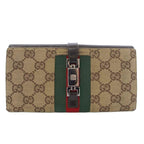 Gucci Jackie Wallet Bifold Canvas Leather Black Beige TK
