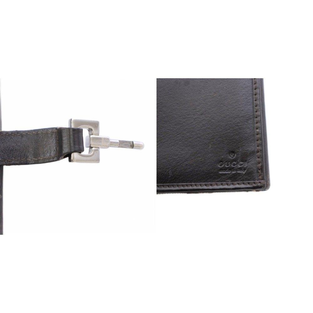 Gucci Jackie Wallet Bifold Canvas Leather Black Beige TK — view 9