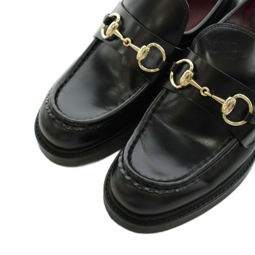 Gucci Horsebit Loafers Thick Sole Leather 36.5 Black — view 6