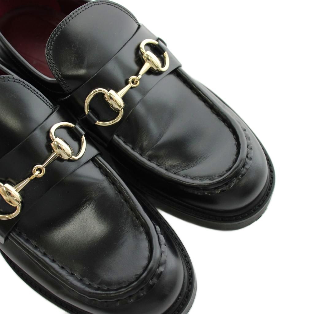 Gucci Horsebit Loafers Thick Sole Leather 36.5 Black — view 8