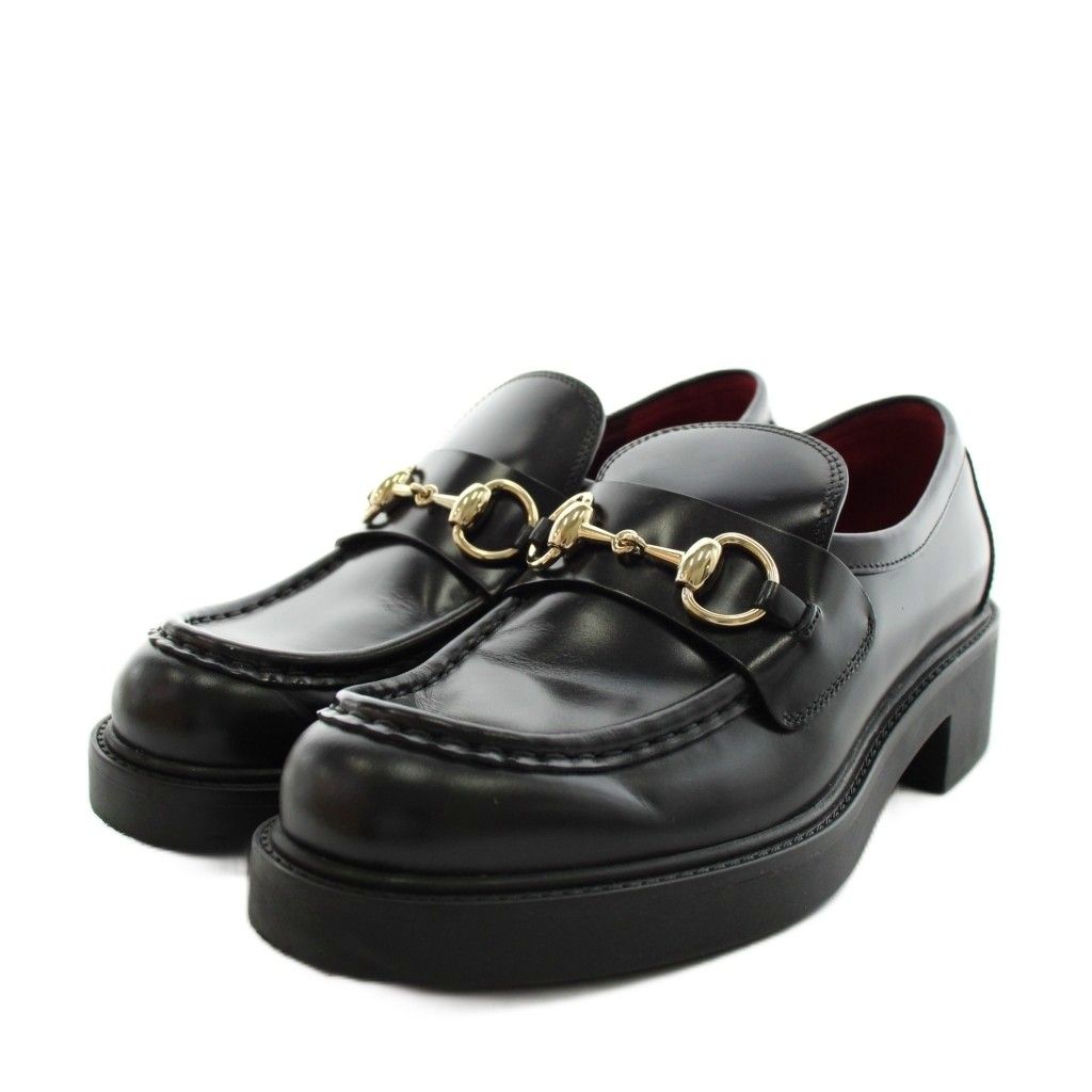 Gucci Horsebit Loafers Thick Sole Leather 36.5 Black