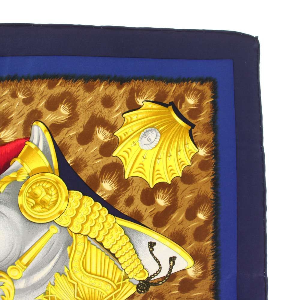 Hermes Casoues Et Plumets Faceless Helmet Carre 90 Scarf Silk All Over Pattern — view 5