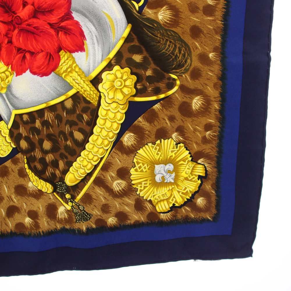 Hermes Casoues Et Plumets Faceless Helmet Carre 90 Scarf Silk All Over Pattern — view 8