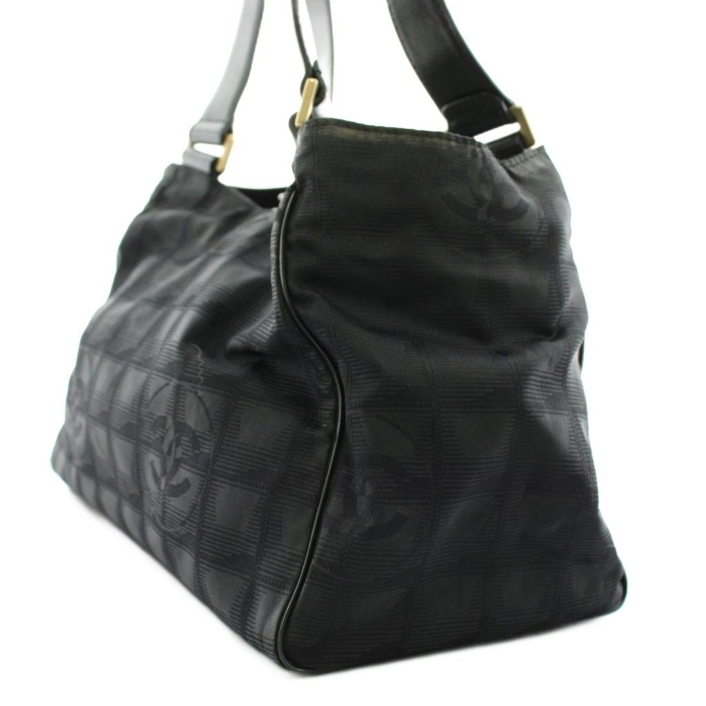 Chanel New Travel Line CC Logo Handbag Nylon Leather Black — view 4