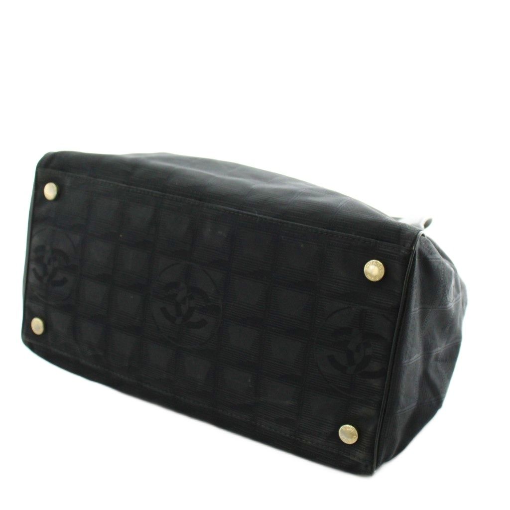 Chanel New Travel Line CC Logo Handbag Nylon Leather Black — view 5