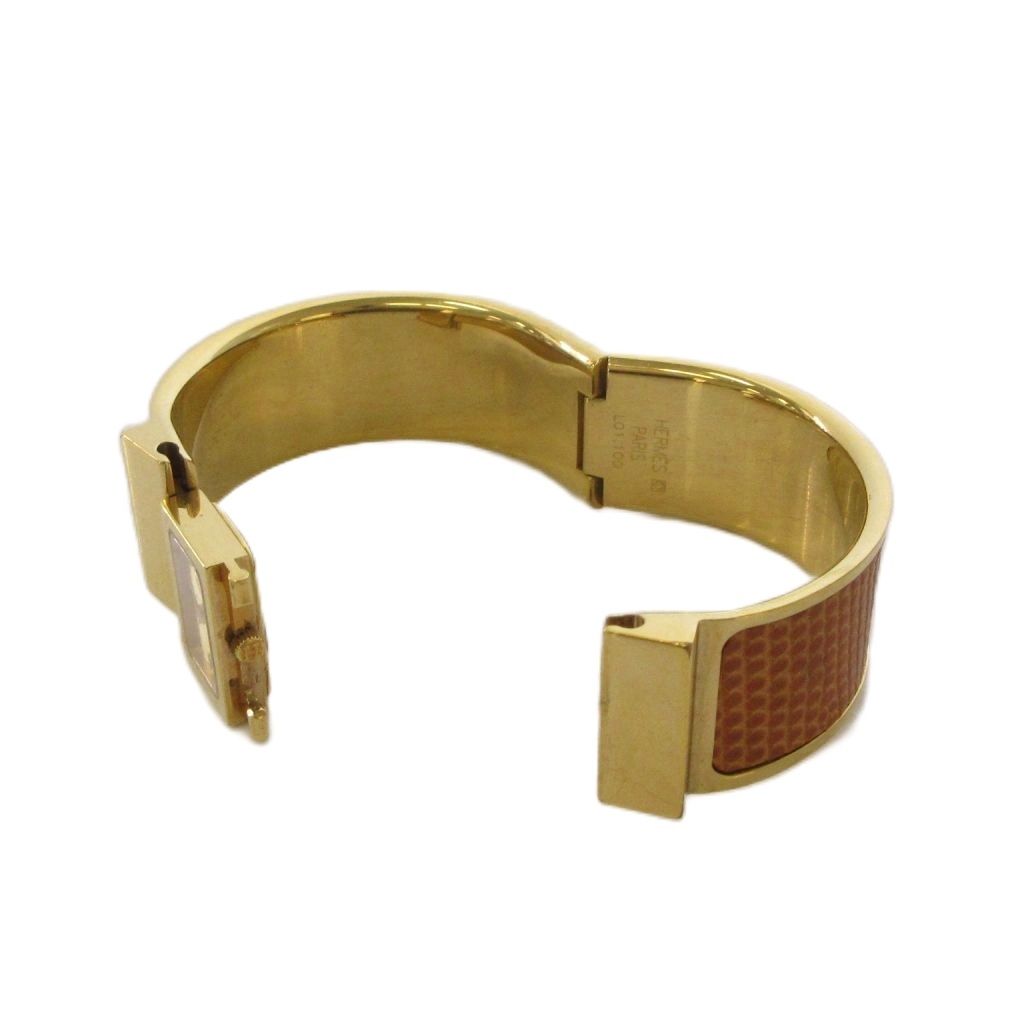 Hermes Loquet Bangle Watch Quartz Gold Color KH — view 6
