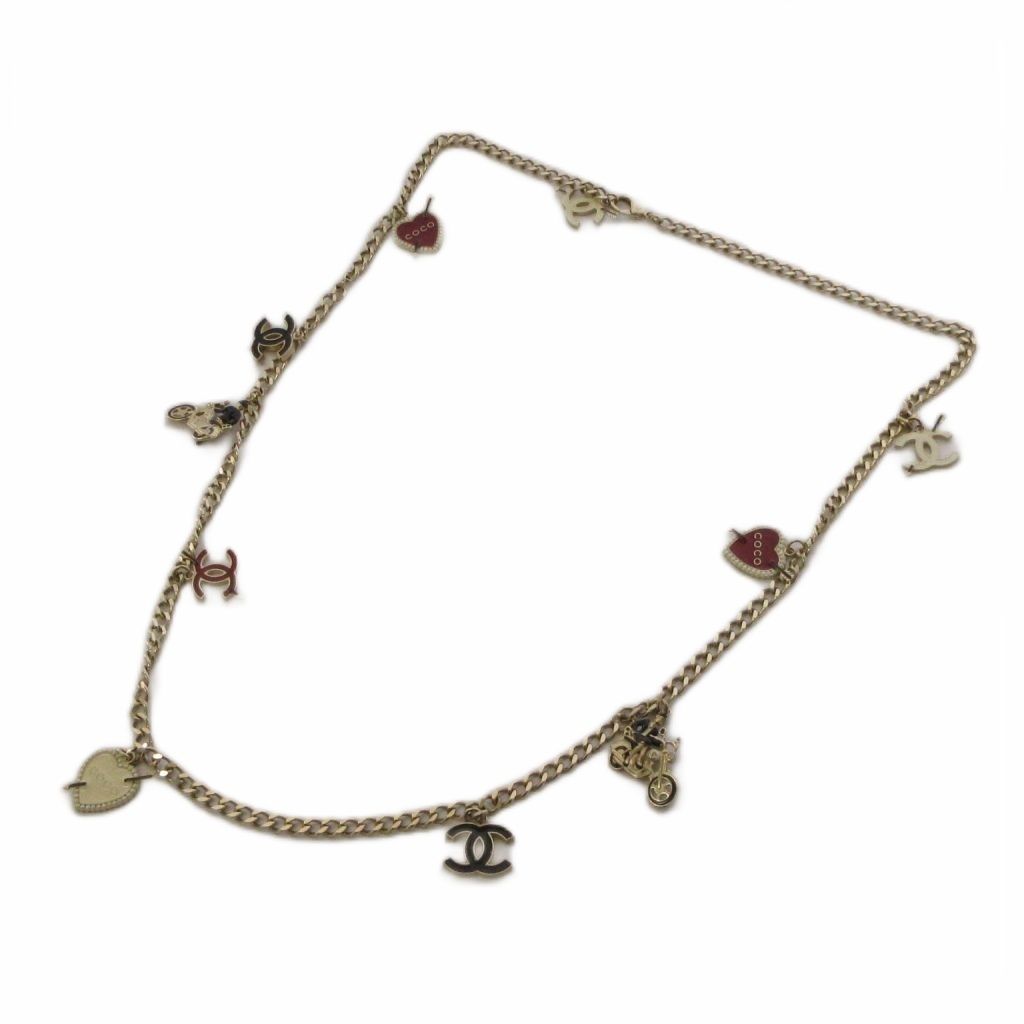 Chanel CC Logo Chain Belt Heart Bike Motif Gold Color KH