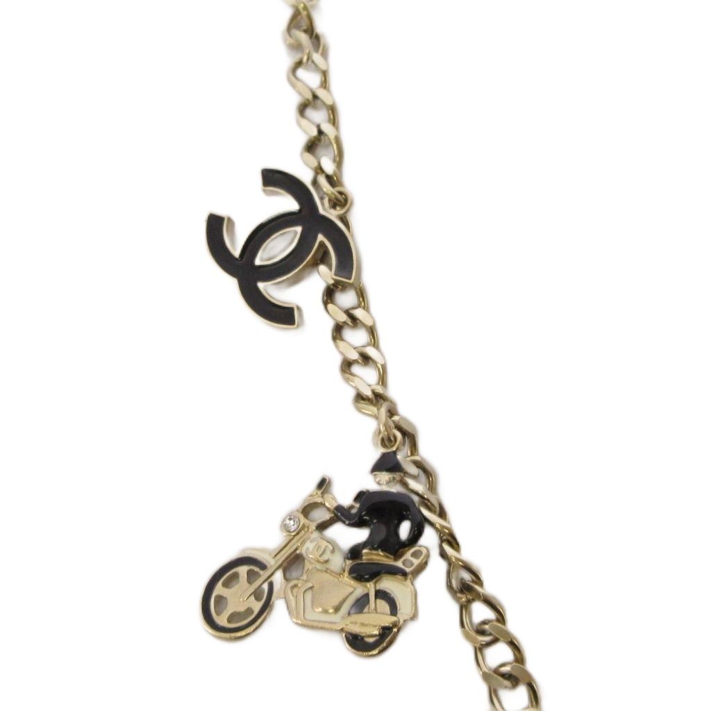 Chanel CC Logo Chain Belt Heart Bike Motif Gold Color KH — view 4