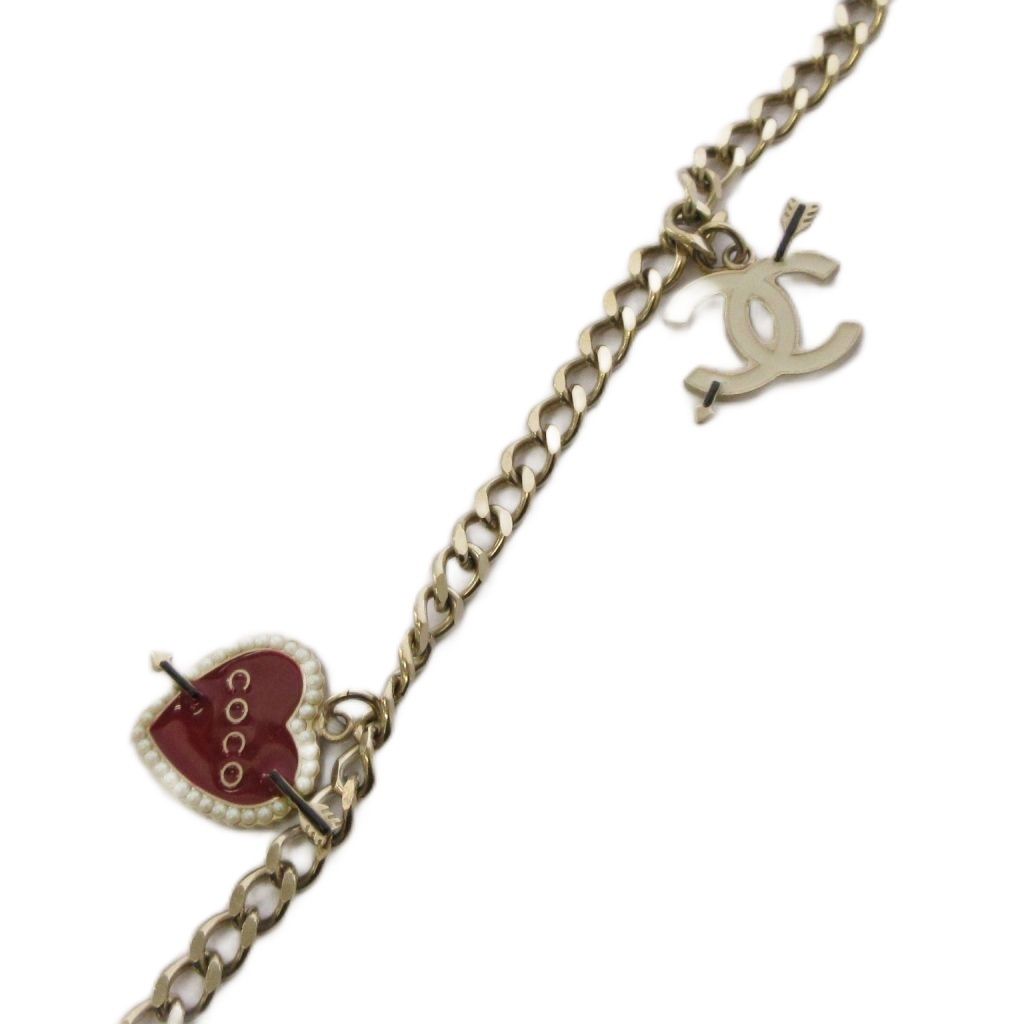 Chanel CC Logo Chain Belt Heart Bike Motif Gold Color KH — view 5