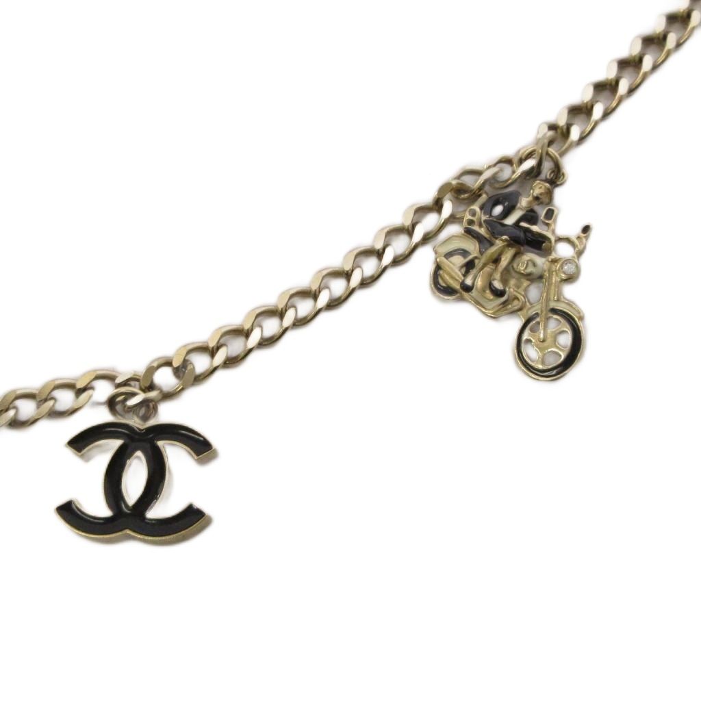Chanel CC Logo Chain Belt Heart Bike Motif Gold Color KH — view 6