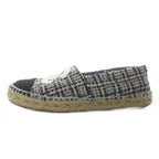 Chanel Slip Ons Tweed CC Logo Espadrilles 36 Gray Black White Slipper — view 2