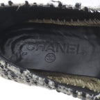 Chanel Slip Ons Tweed CC Logo Espadrilles 36 Gray Black White Slipper — view 6