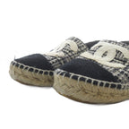 Chanel Slip Ons Tweed CC Logo Espadrilles 36 Gray Black White Slipper — view 5