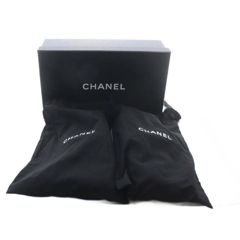 Chanel Slip Ons Tweed CC Logo Espadrilles 36 Gray Black White Slipper — view 7