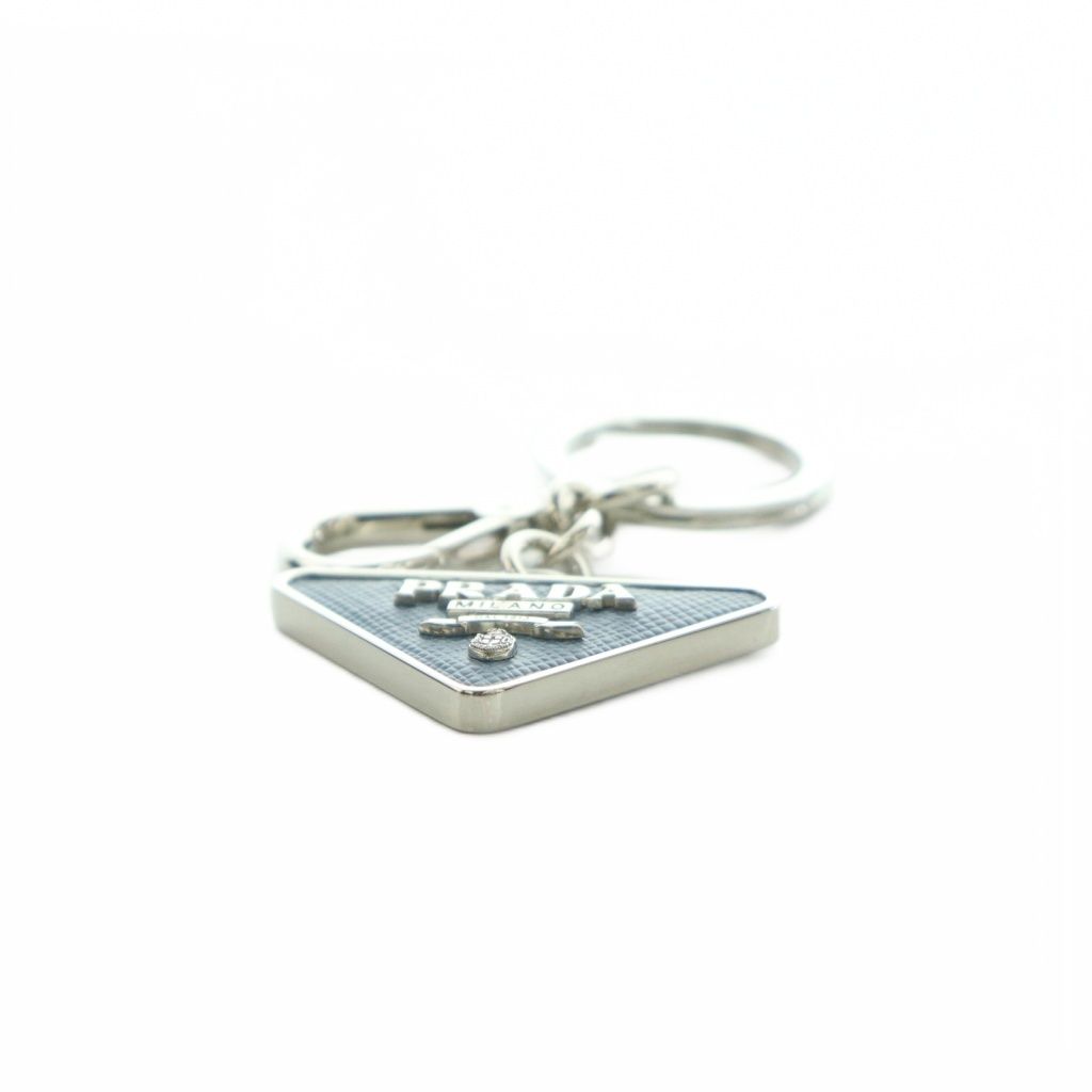 Prada Saffiano Leather Metal Key Ring Key Holder Blue — view 3