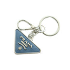 Prada Saffiano Leather Metal Key Ring Key Holder Blue