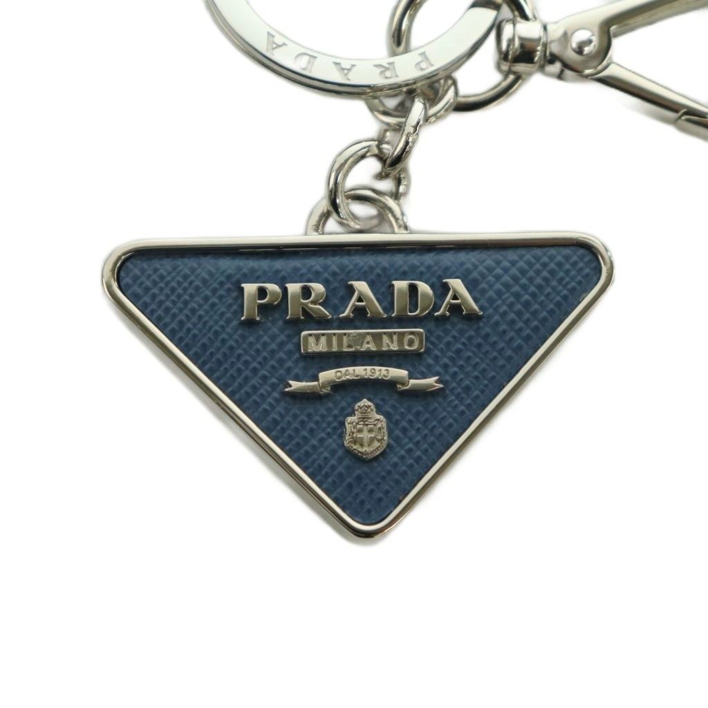 Prada Saffiano Leather Metal Key Ring Key Holder Blue — view 4