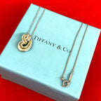 Tiffany & Co Vintage Twist Knot Necklace 925 Sterling Silver 18k Pendant Gold