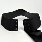 Chanel CC Logo Belt Ribbon Sash Fabric Leather Black — view 2