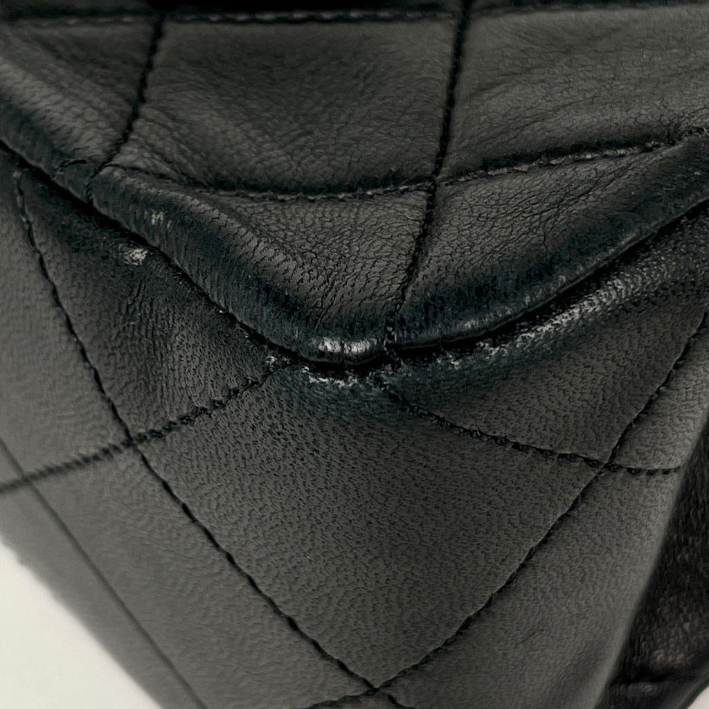 Chanel Quilted Double Flap Chain Shoulder Bag CC Logo Leather Black — view 3