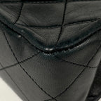 Chanel Quilted Double Flap Chain Shoulder Bag CC Logo Leather Black — view 3