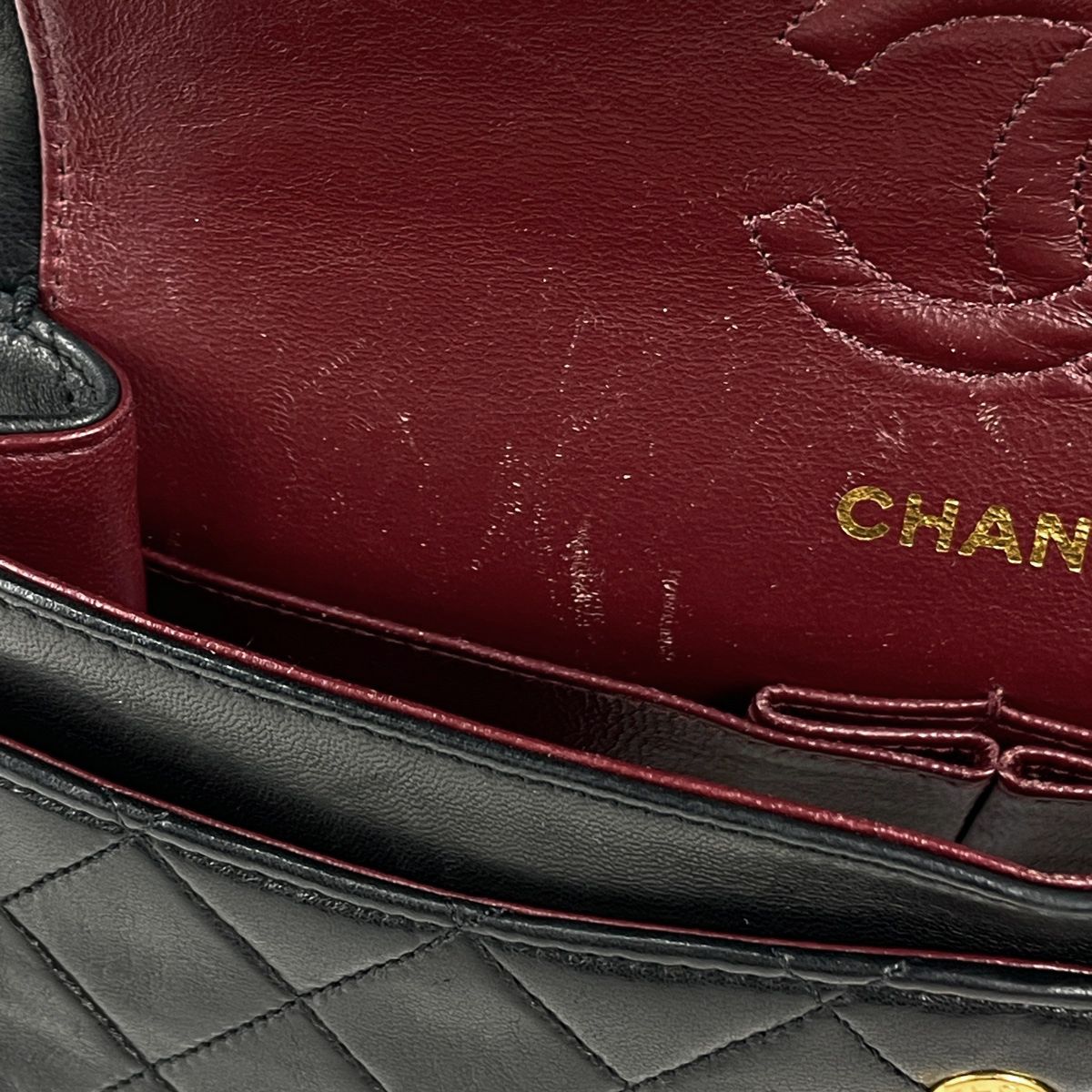 Chanel Quilted Double Flap Chain Shoulder Bag CC Logo Leather Black — view 8