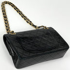 Chanel Quilted Double Flap Chain Shoulder Bag CC Logo Leather Black — view 2