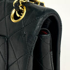 Chanel Quilted Double Flap Chain Shoulder Bag CC Logo Leather Black — view 6