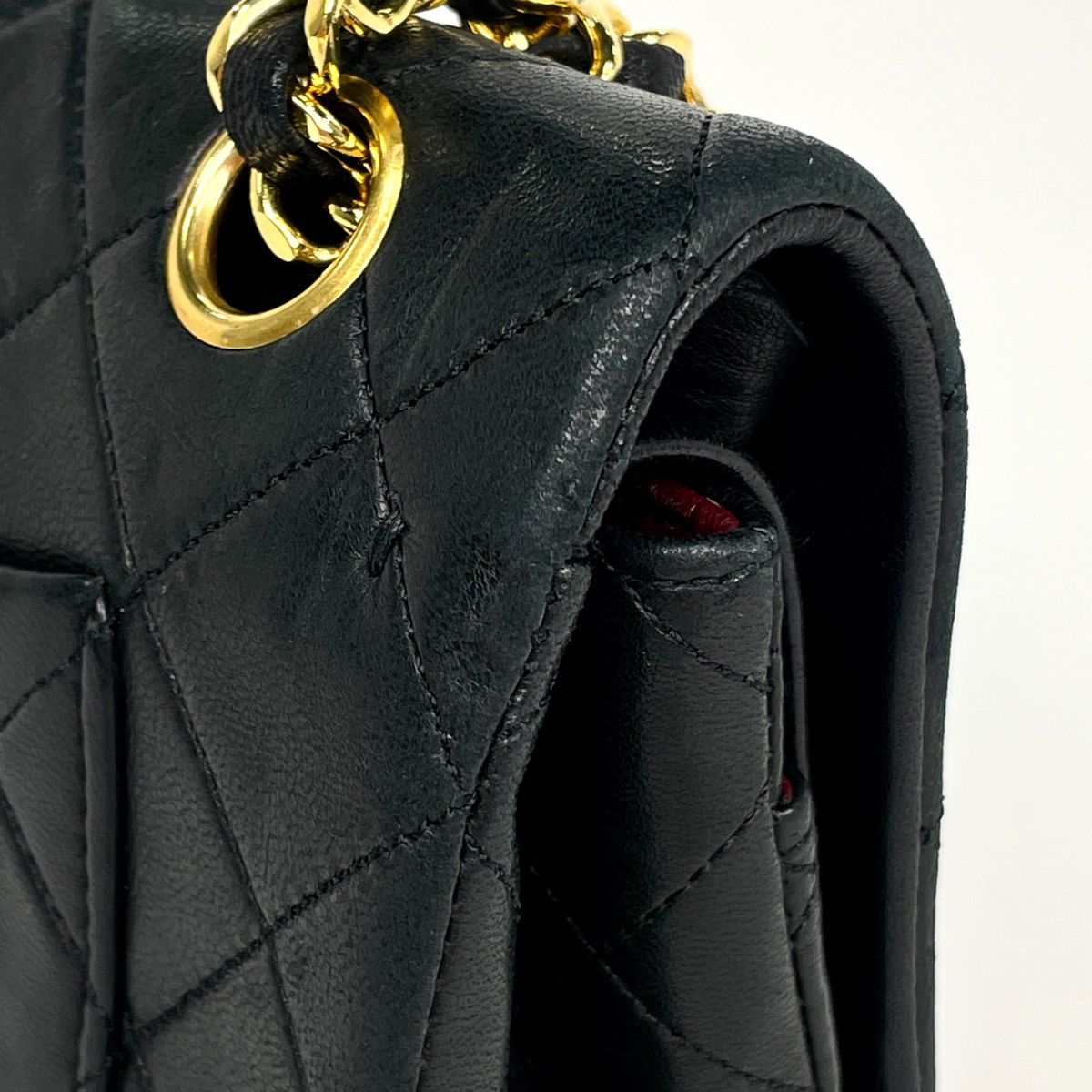 Chanel Quilted Double Flap Chain Shoulder Bag CC Logo Leather Black — view 6