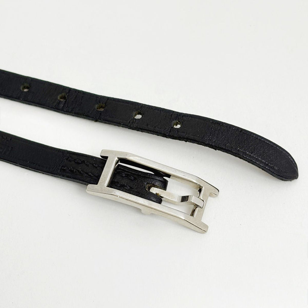 Hermes Hapi 3 Bracelet Quadruple Strand Choker Leather Black — view 2