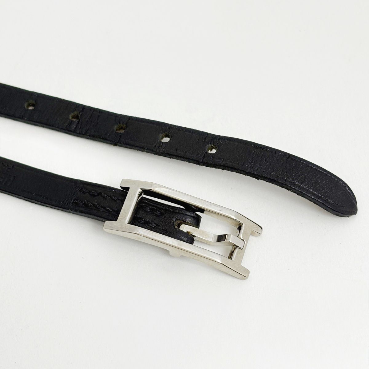 Hermes Hapi 3 Bracelet Quadruple Strand Choker Leather Black — view 2