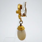 Chanel CC Logo Faux Pearl Earrings Swing Turnlock Gold Plated — view 2