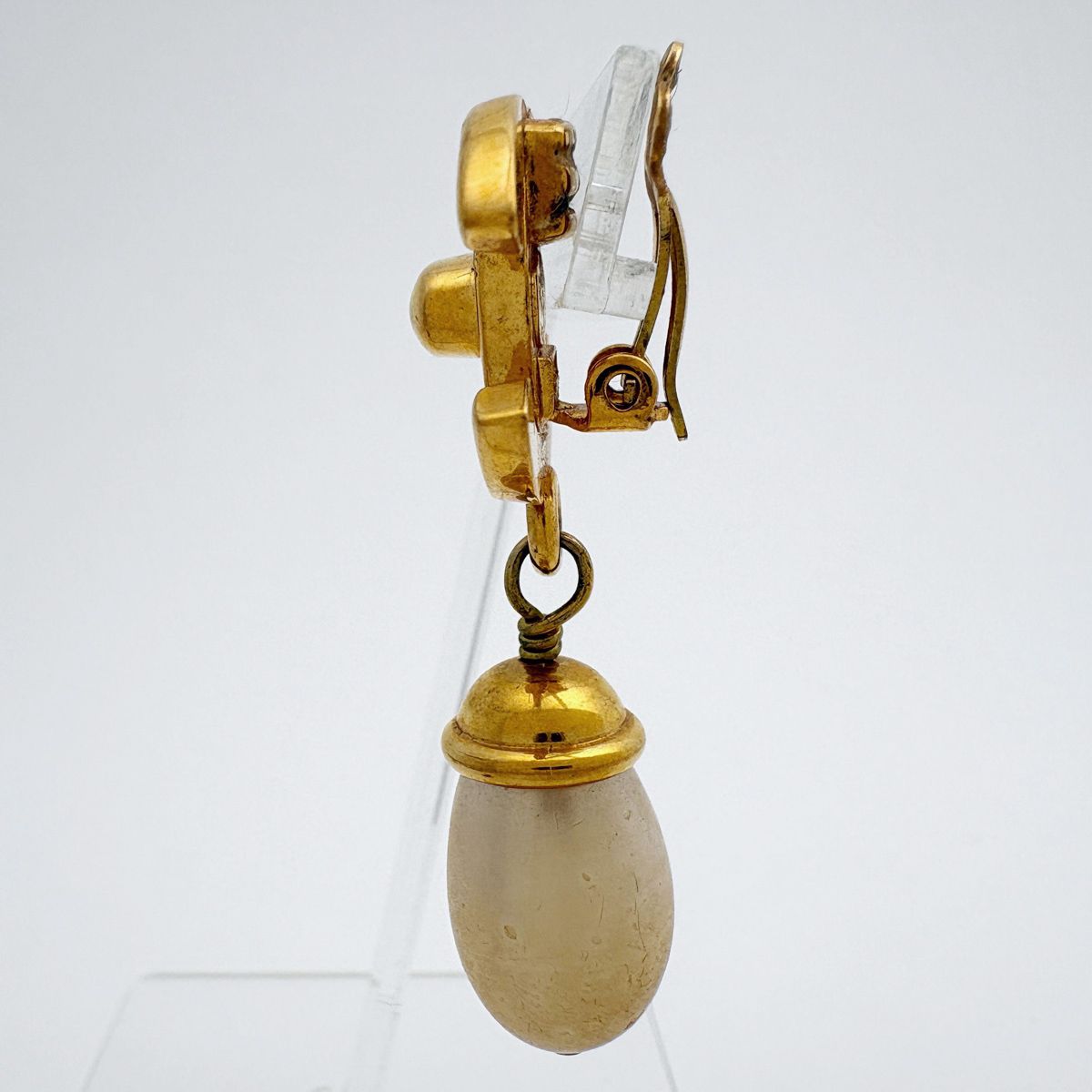 Chanel CC Logo Faux Pearl Earrings Swing Turnlock Gold Plated — view 2