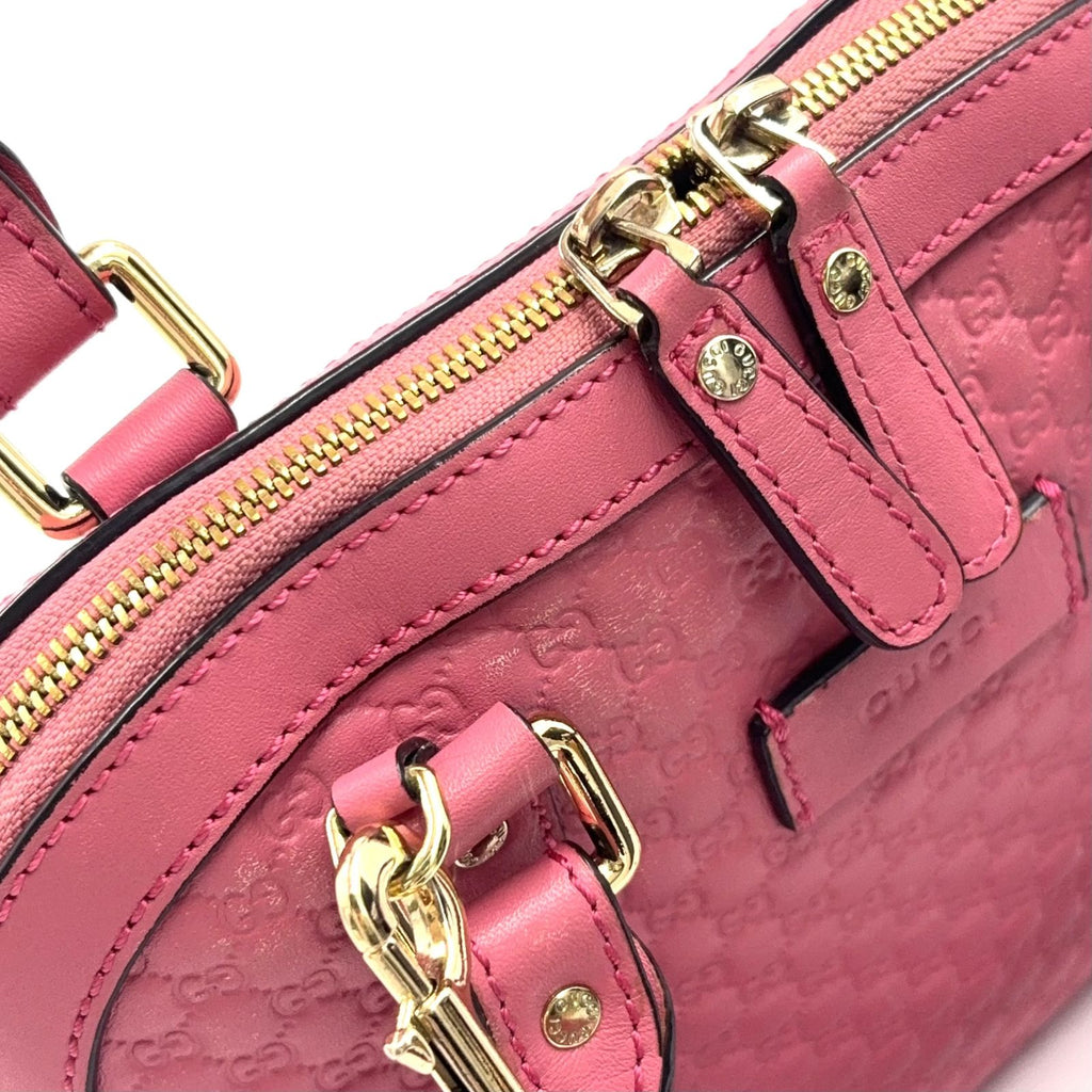 Gucci Micro Guccissima 2-Way Shoulder Leather Pink Handbag Gold — view 9