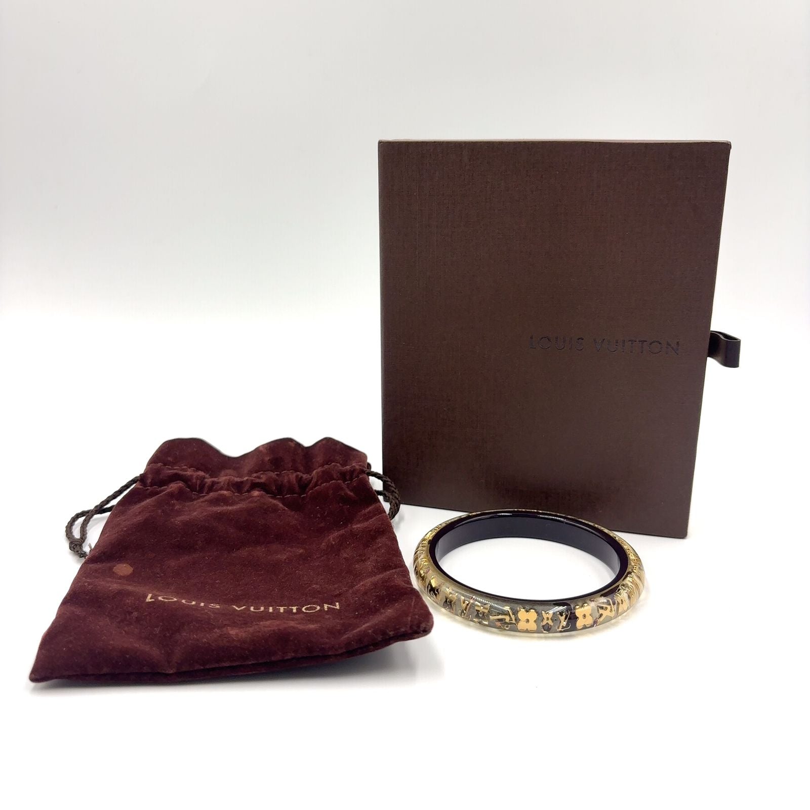 Louis Vuitton Bracelet Ankle John Color Stone Resin Clear Gold Black Bangle — view 8